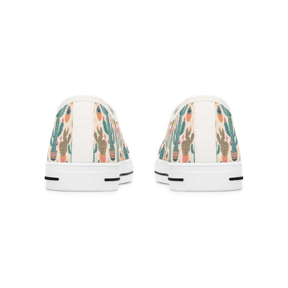 Desert Bloom Boom Ladies' Low Top Sneakers - Prickle Your Fancy - Cacti Coolness at Every Step!