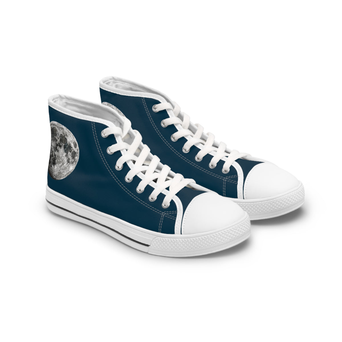 Lunar Lookout Ladies' High Top Sneakers - Stride Through the Stars – Where Every Step Reaches for the Moon!