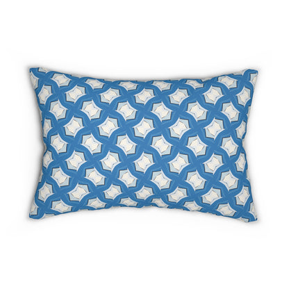Modern Blue Geometric Tile Lumbar Pillow - Spun Polyester - 20" x 14" - The Square Throw Pillow's Matching Mate.