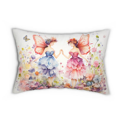 Enchanted Fairy Meadow Lumbar Pillow - Spun Polyester - Double-Sided Print - Concealed Zipper - Lumbar size: 20" x 14"