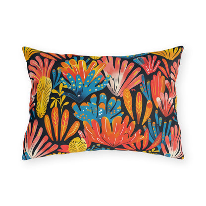 Coral Plume Outdoor Lumbar Pillow - Spun Polyester - Double-Sided Print - UV-Resistant - Water-Resistant - Lumbar size: 20" x 14"