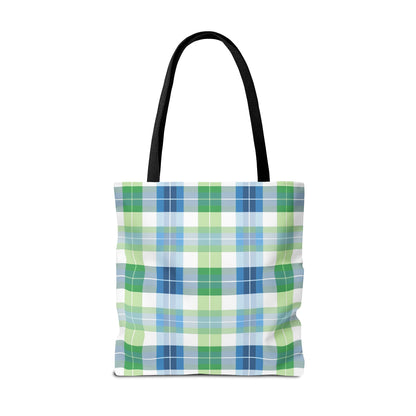 Spring Mist Plaid Tote Bag - Tote Your Essentials in Style - Fresh Plaid for Bright Days! Available in 3 sizes.