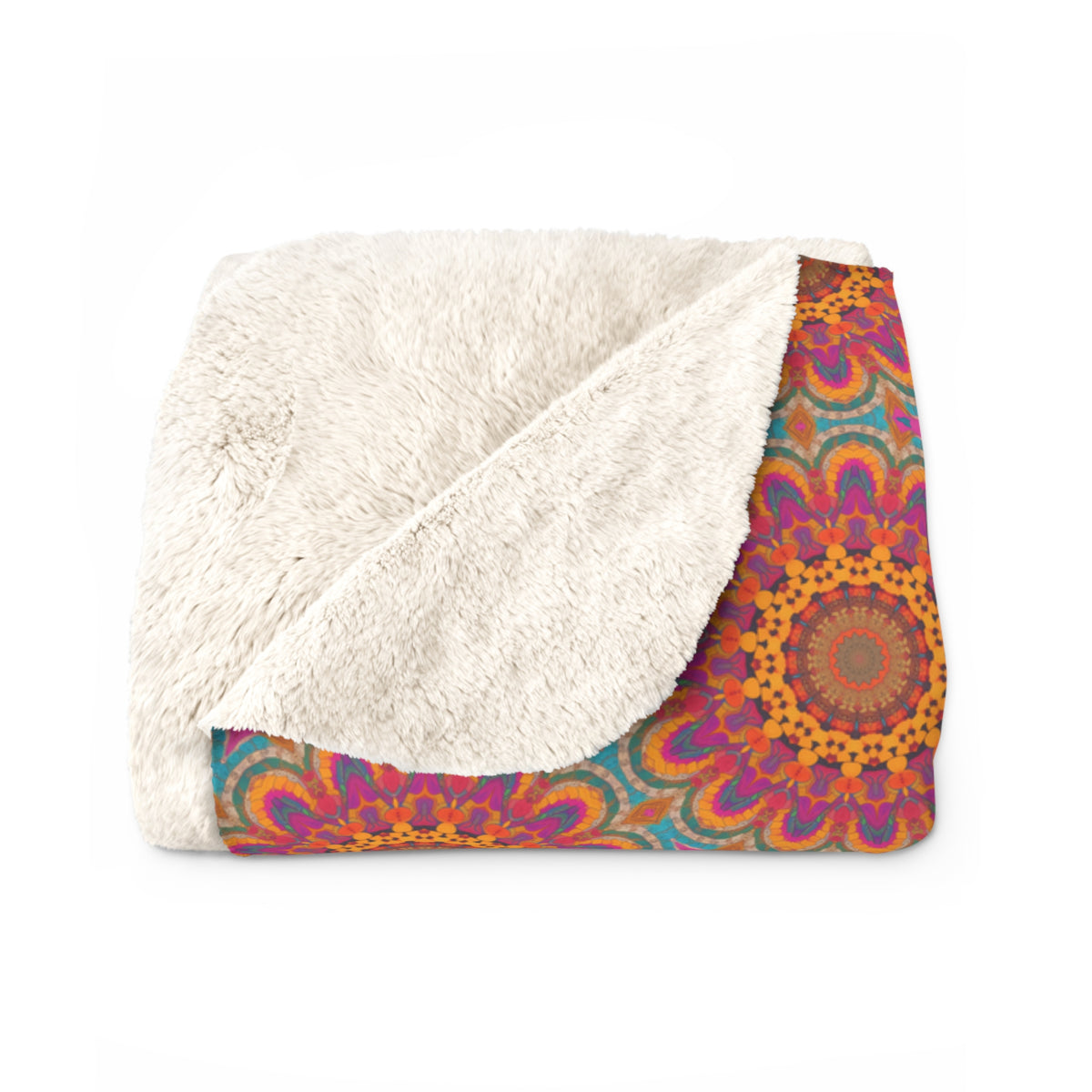 Bohemian Floral Medley Sherpa Fleece Blanket - Embrace Boho Chic with Every Snuggle! Available in 2 sizes.