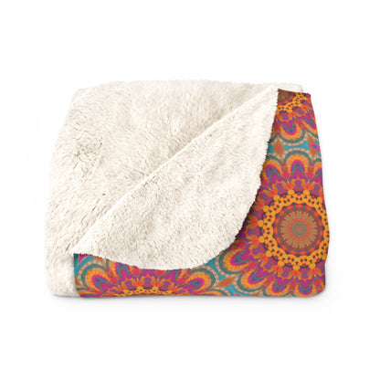 Bohemian Floral Medley Sherpa Fleece Blanket - Embrace Boho Chic with Every Snuggle! Available in 2 sizes.
