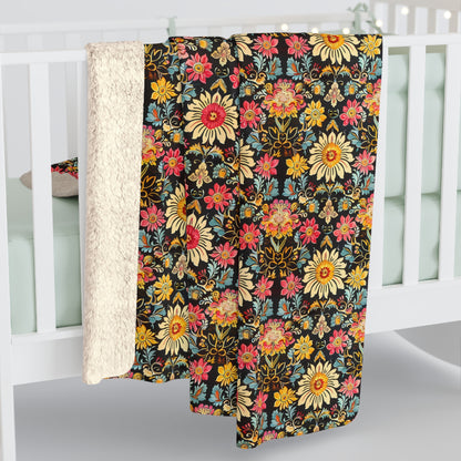 Victorian Vintage Vibes Sherpa Fleece Blanket - Snuggle Up with Timeless Charm! Available in 2 sizes.