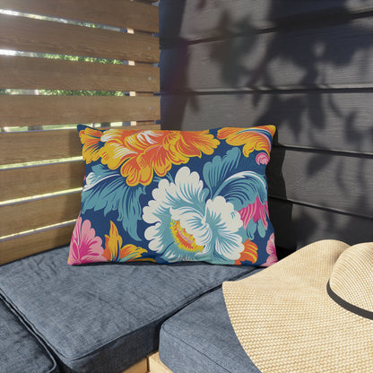 Chintz Charm Outdoor Lumbar Pillow - Spun Polyester - Double-Sided Print - UV-Resistant - Water-Resistant - Lumbar Size: 20" x 14"