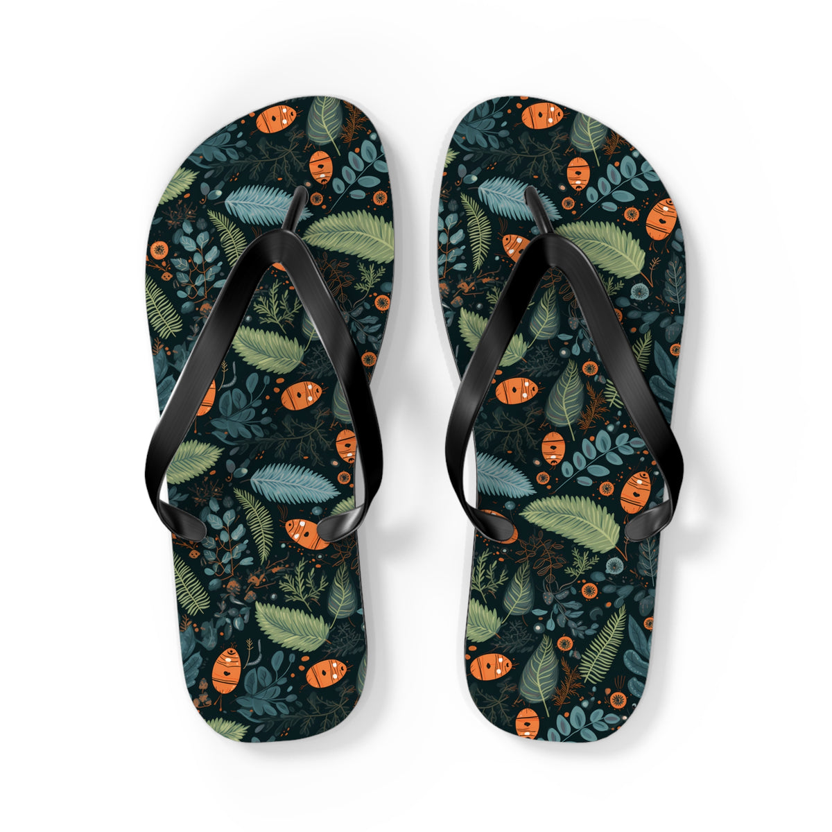 Mysterious Ferns Flip Flops - 5/8" Thick Comfortable Summer or Winter Gym/Sauna Footwear for Men, Women