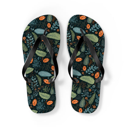 Mysterious Ferns Flip Flops - 5/8" Thick Comfortable Summer or Winter Gym/Sauna Footwear for Men, Women