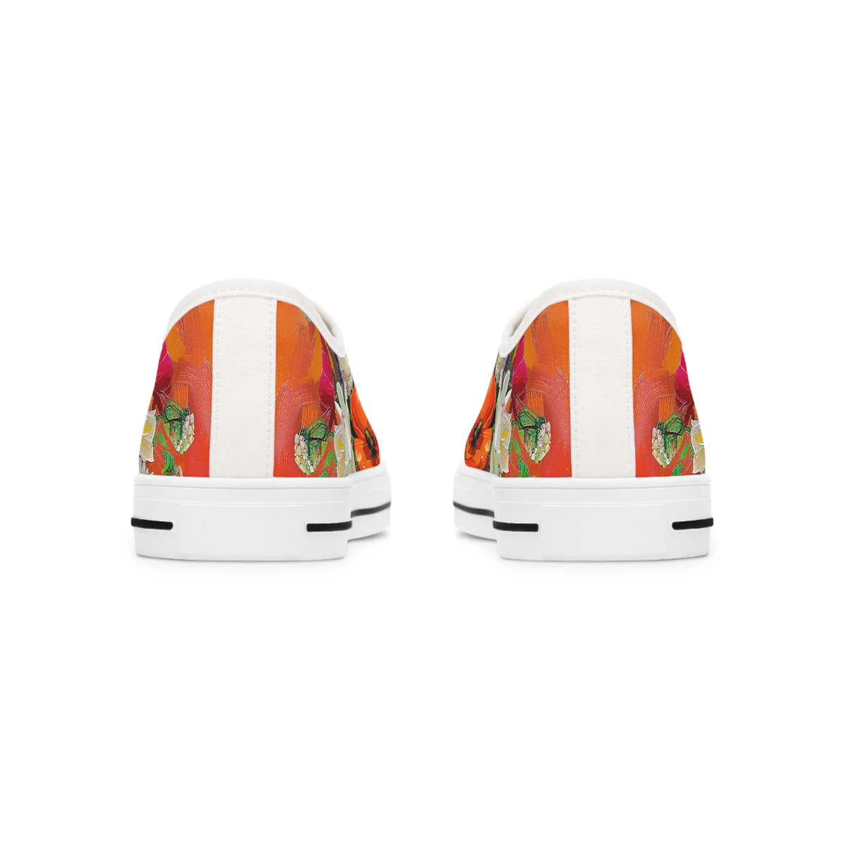 Blossom Blaze Ladies' Low Top Sneakers - Step into Blooming Beauty – Where Every Step is a Burst of Color!