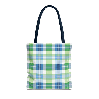 Spring Mist Plaid Tote Bag - Tote Your Essentials in Style - Fresh Plaid for Bright Days! Available in 3 sizes.
