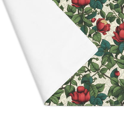 Classic Red Rose & Vine Placemat - 18" x 14".