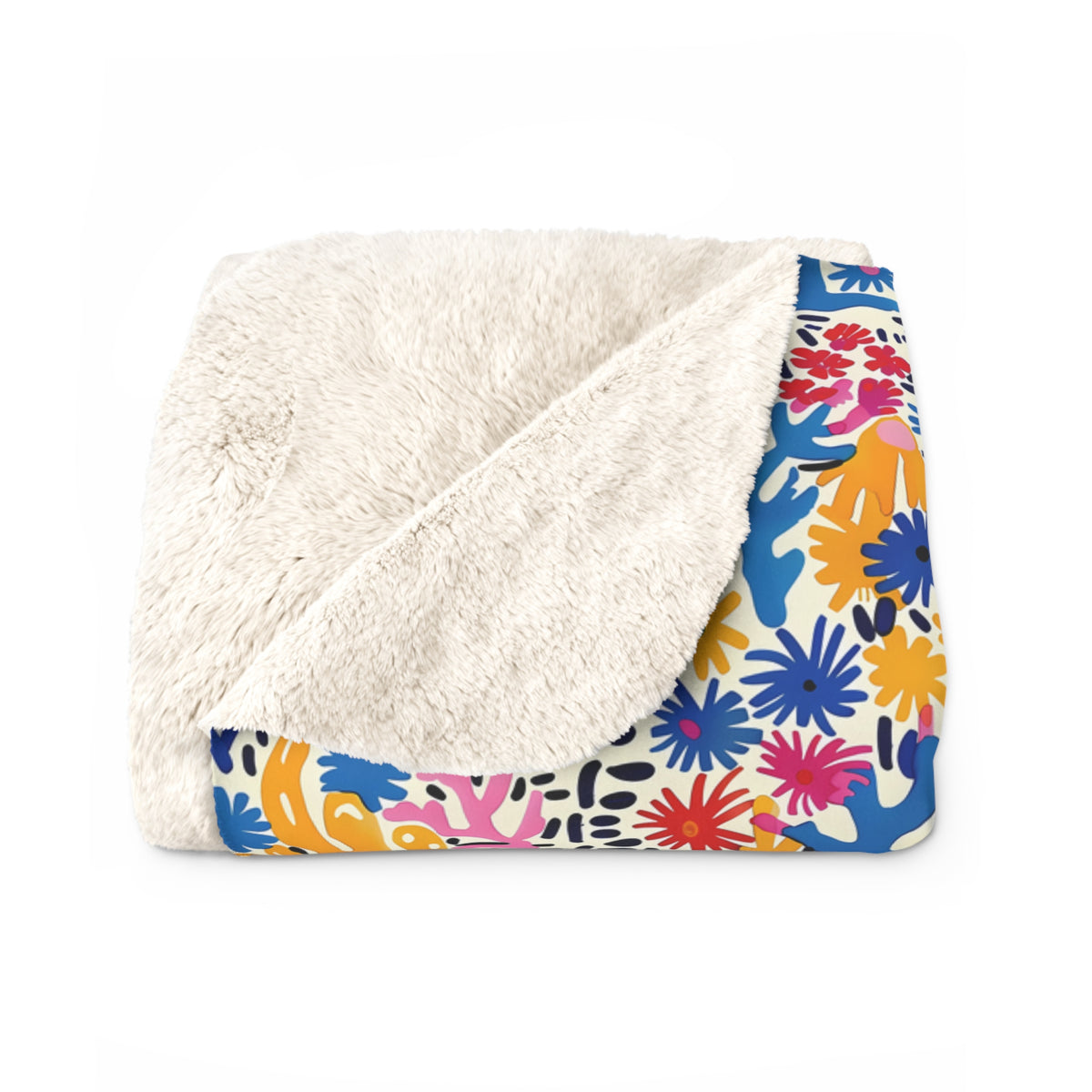 Coral Bloom Harmony Sherpa Fleece Blanket - Snuggle in Modern Color and Style! Available in 2 sizes.