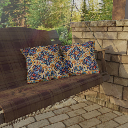 Moorish Elegance Square Outdoor Pillow - Spun Polyester - Double-Sided Print - UV-Resistant - Water-Resistant - Available in 3 sizes.