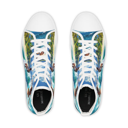 Wave Rider Men's High Top Sneakers - Ride the Hawaiian Surf!