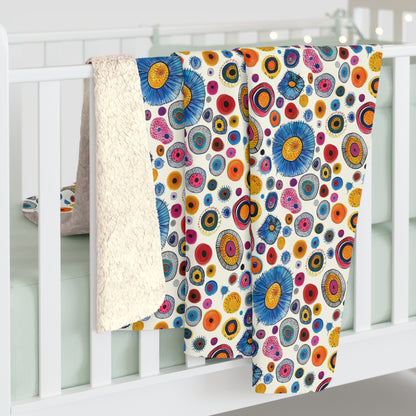 Primordial Desert Life Sherpa Fleece Blanket - Embrace the Enigma: Primordial Desert Life - Wrap Yourself in the Mysteries of the Microscope! Available in 2 sizes.