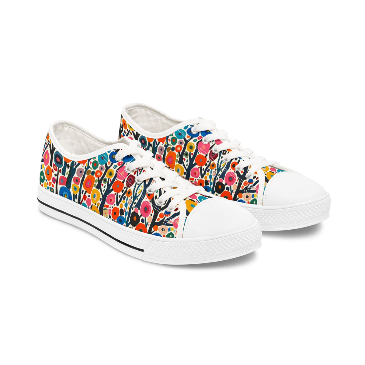 Poppy Forest Ladies' Low Top Sneakers - Step into Nature's Art! It's a Poppy Forest!