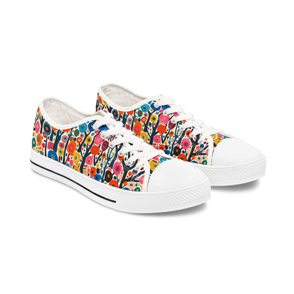 Poppy Forest Ladies' Low Top Sneakers - Step into Nature's Art! It's a Poppy Forest!