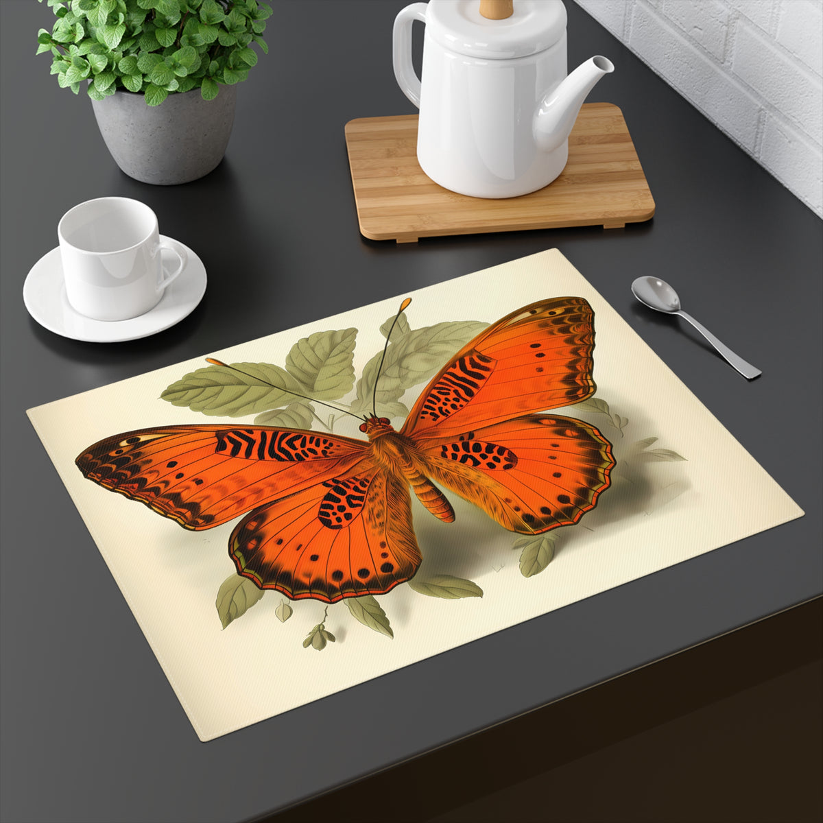 Butterfly Botanical Placemat - Transform Your Table into a Garden Oasis! Cotton Twill - 18" x 14"