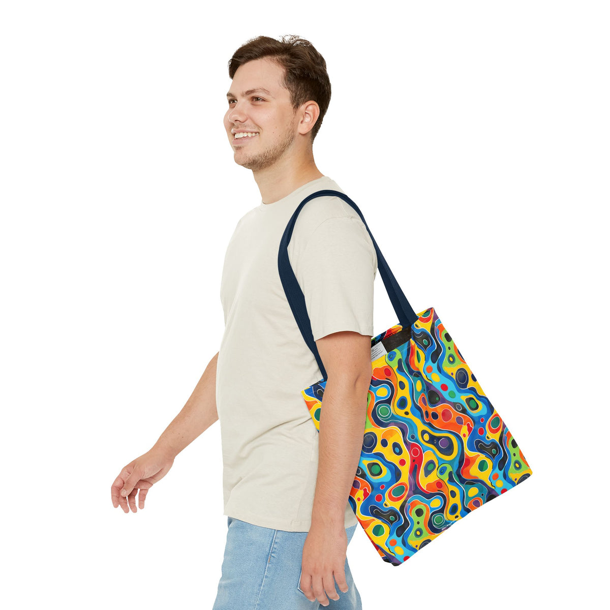 Groovy Splash Tote Bag - Unleash Your Inner Groove with a Splash of Color! Available in 3 sizes.