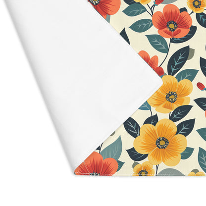 Midcentury Marigold Placemat - Fall in Love with Retro Floral Elegance! Cotton Twill - 18" x 14"