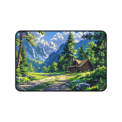 Dreams of a High Mountain Log Cabin Desk Mat (Desk Pad) - Escape to the Mountains on Your Desktop - Available in 3 sizes.