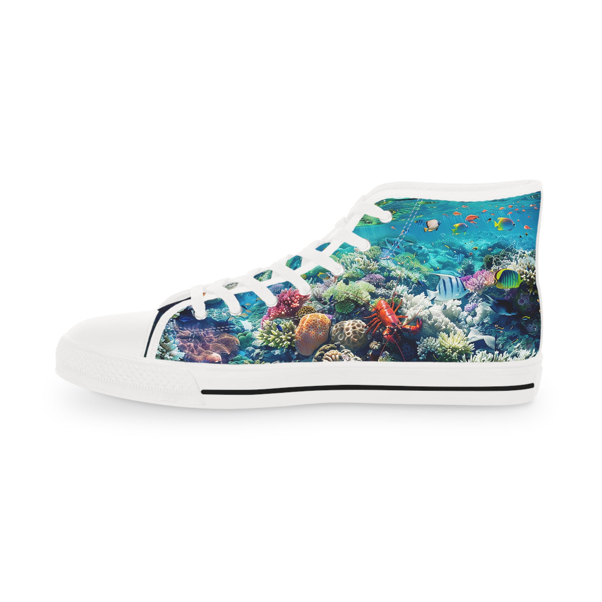 Coral Gaze Men's High Top Sneakers - Journey Below and Beyond – Where Sea Meets Shore!