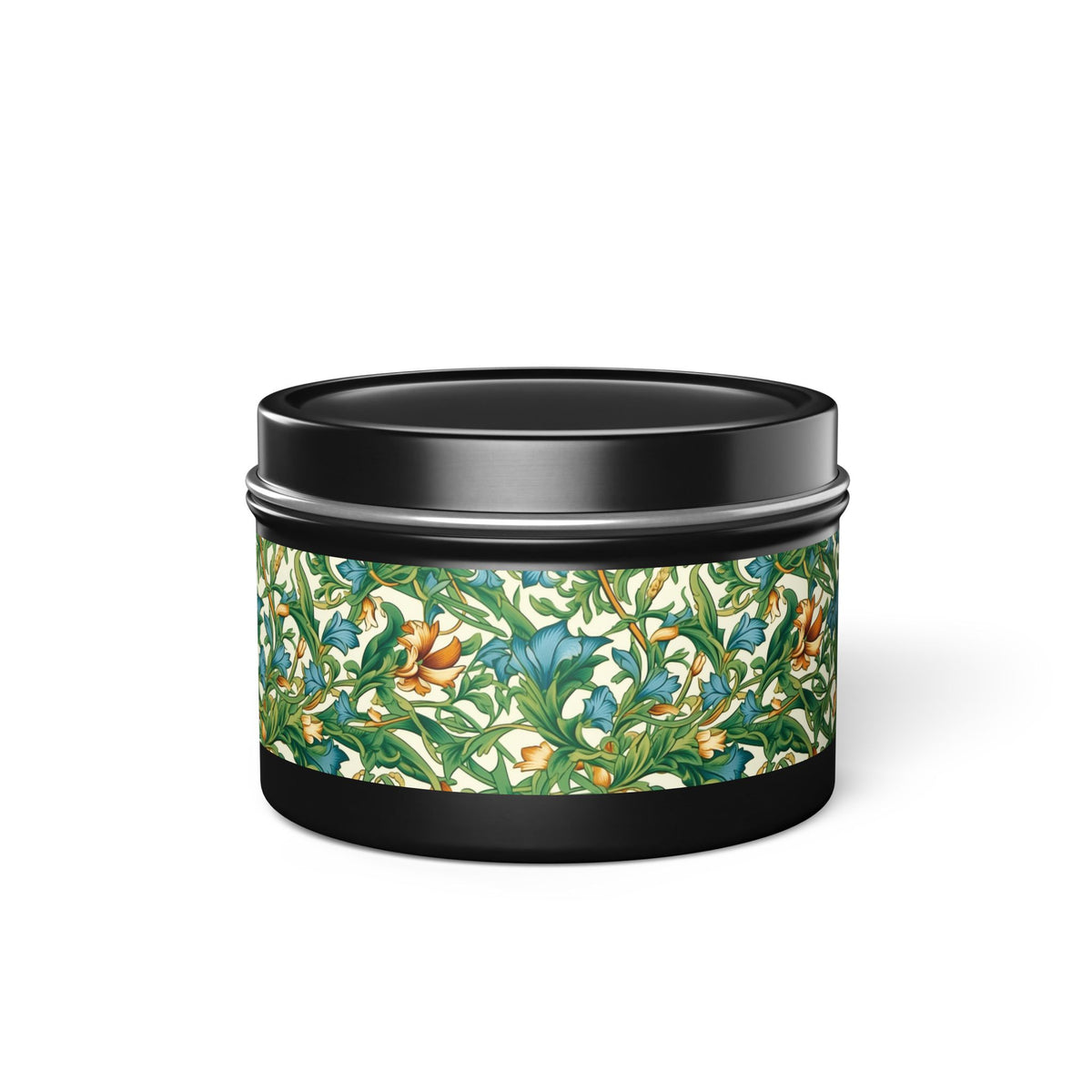 Medieval Meets Modern Vines Tin Candle. Light Up Your Space with Timeless Elegance! Available in 2 sizes, 3 finishes, and 5 scents.