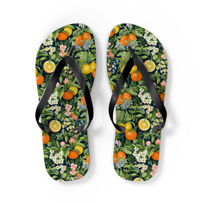 Noble Citrus Mosaic Flip Flops - 5/8" Thick Comfortable Summer or Winter Gym/Sauna Footwear for Men, Women.