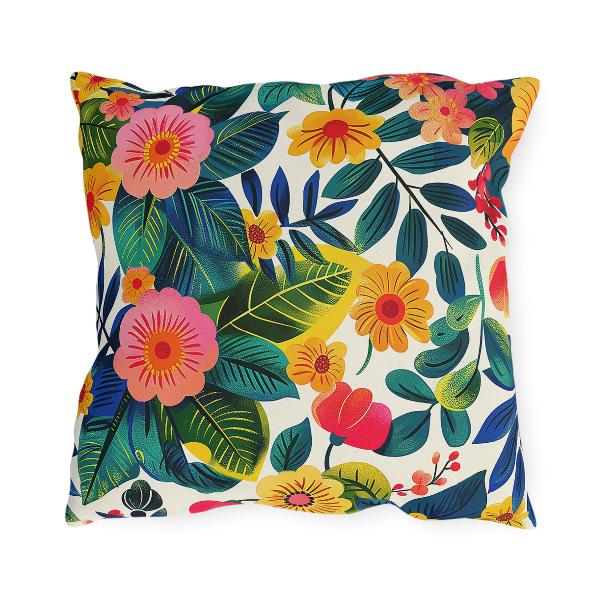 Blossom Bliss Square Outdoor Pillow - Spun Polyester - Double-Sided Print - UV-Resistant - Water-Resistant - Available in 3 sizes.