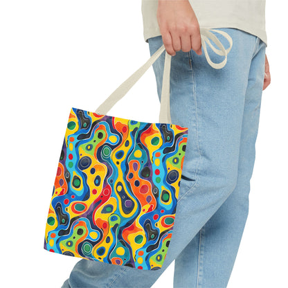 Groovy Splash Tote Bag - Unleash Your Inner Groove with a Splash of Color! Available in 3 sizes.