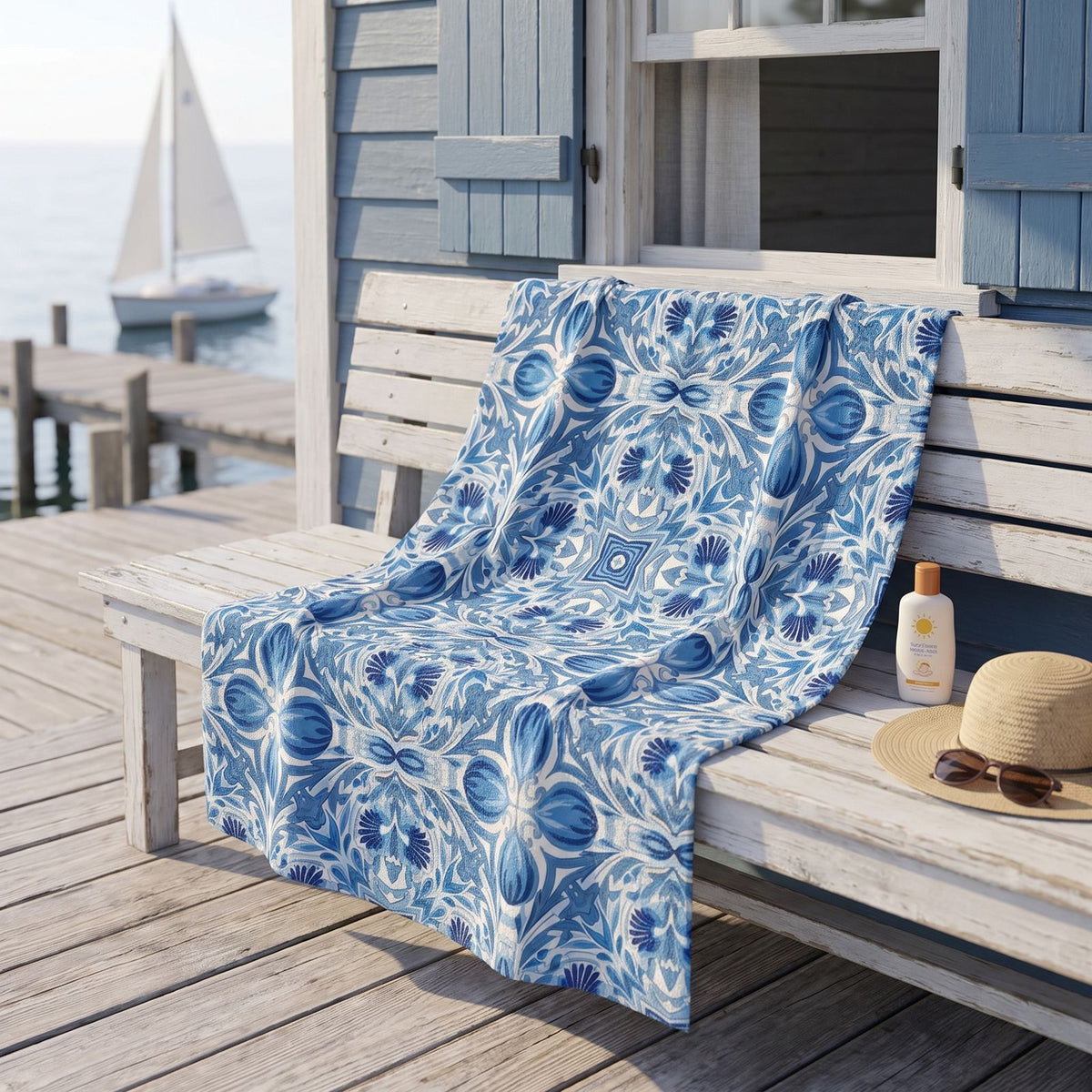 Dutch Blue Tile beach towel — additional lifestyle scene