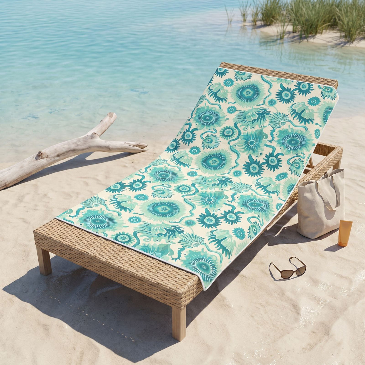 Surreal Sea Garden beach towel — additional lifestyle scene