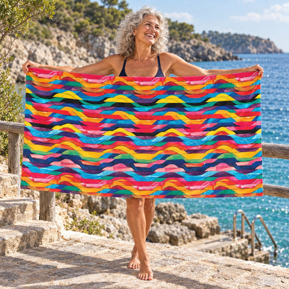 Retro Ripples beach towel — additional lifestyle scene