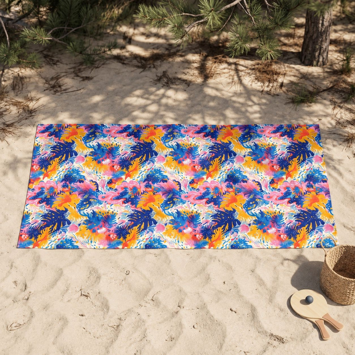 Splatter Blossom beach towel — additional lifestyle scene