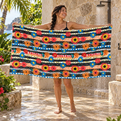 Striped Daisy Play beach towel — additional lifestyle scene
