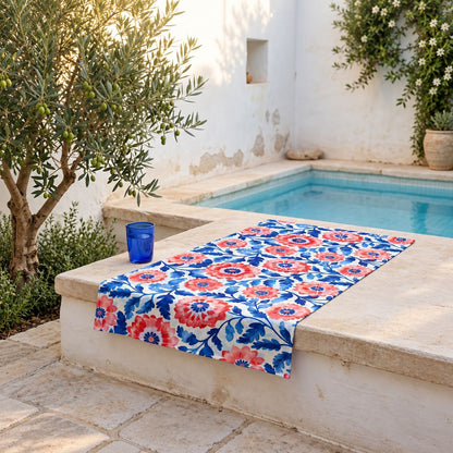 Whimsical Batik Blossoms beach towel — additional lifestyle scene