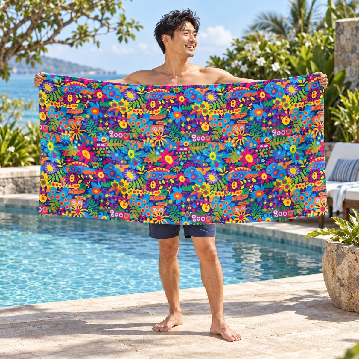 Groovy Garden beach towel — additional lifestyle scene