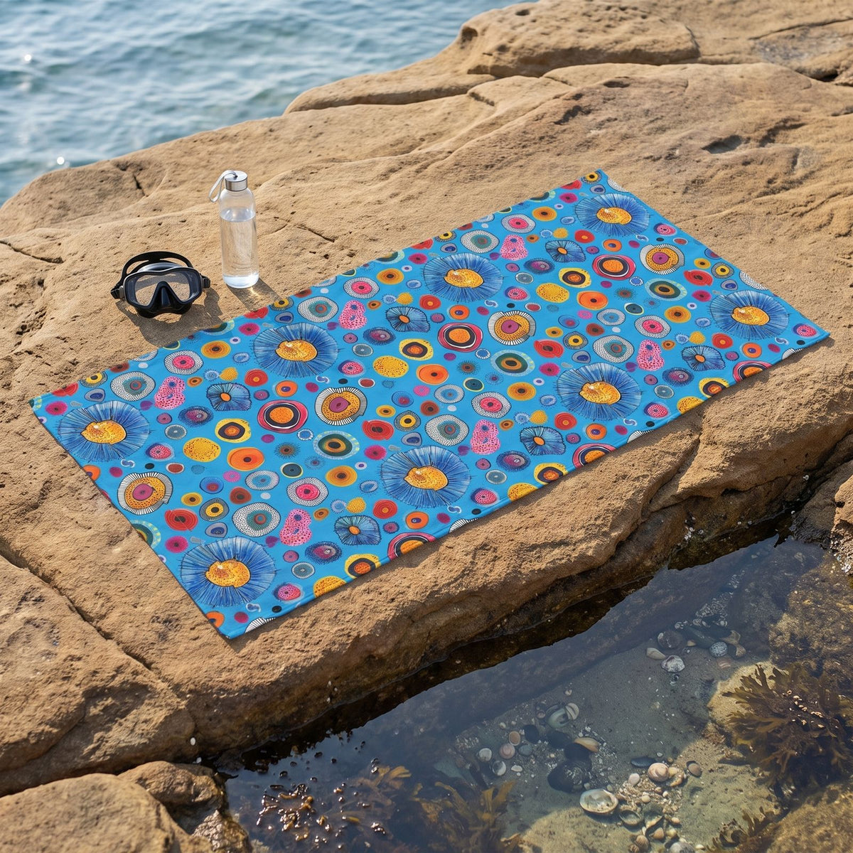 Primordial Sea Life beach towel — additional lifestyle scene