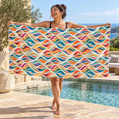 Modern Art Flames beach towel — additional lifestyle scene