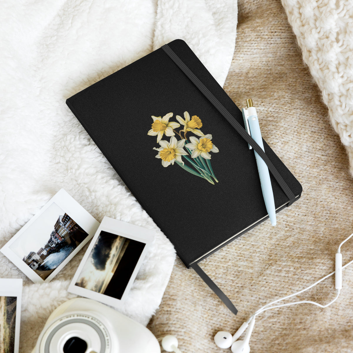 March Birth Month Flower - Daffodil Hardcover Bound Notebook - Spring into New Beginnings with Daffodils! Available in 5 colors.