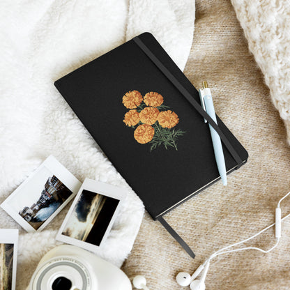 October Birth Month Flower - Marigold Hardcover Bound Notebook - Celebrate October with Marigold's Beauty! Available in 3 colors.
