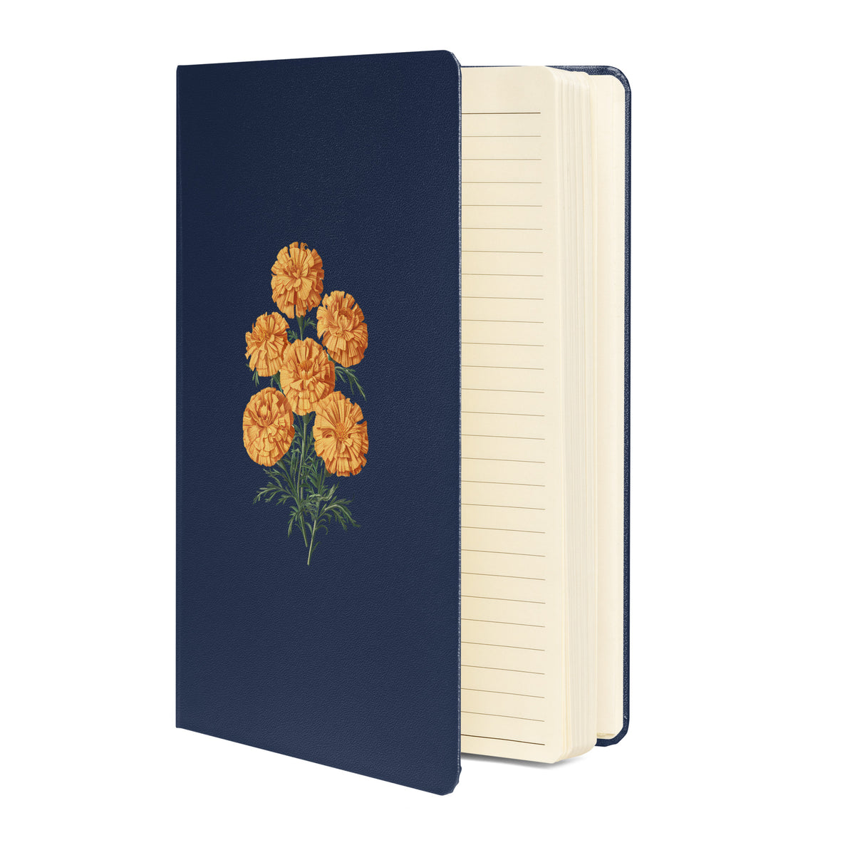 October Birth Month Flower - Marigold Hardcover Bound Notebook - Celebrate October with Marigold's Beauty! Available in 3 colors.