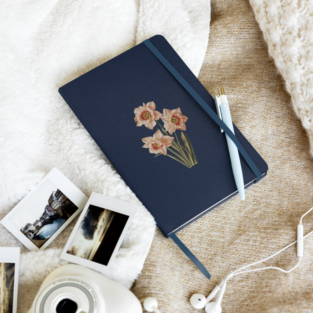December Birth Month Flower - Narcissus Hardcover Bound Notebook - Flourish with Hope and Elegance! Available in 3 colors.
