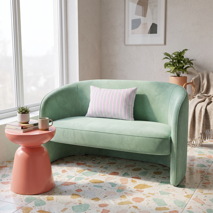 Sorbet Stripe lumbar pillow in a styled room