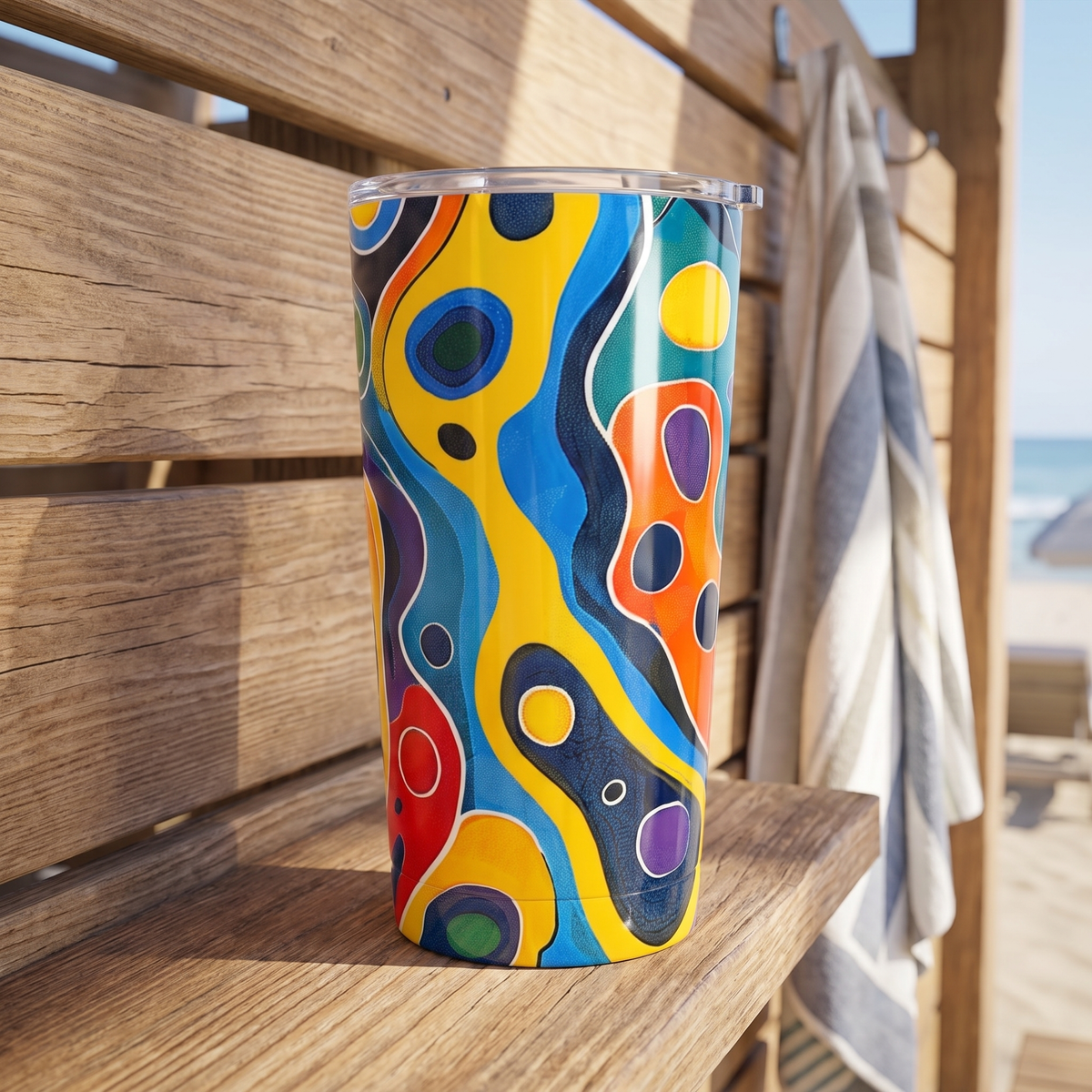 Groovy Splash Insulated Tumbler - 20 oz. Stainless Steel, Glossy Finish