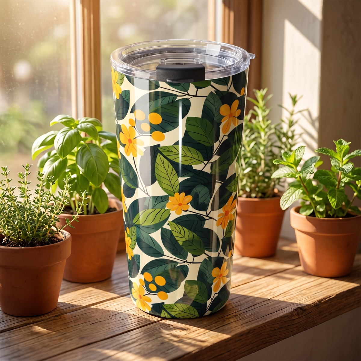 Sunshine Vines Insulated Tumbler - 20 oz. Stainless Steel, Glossy Finish