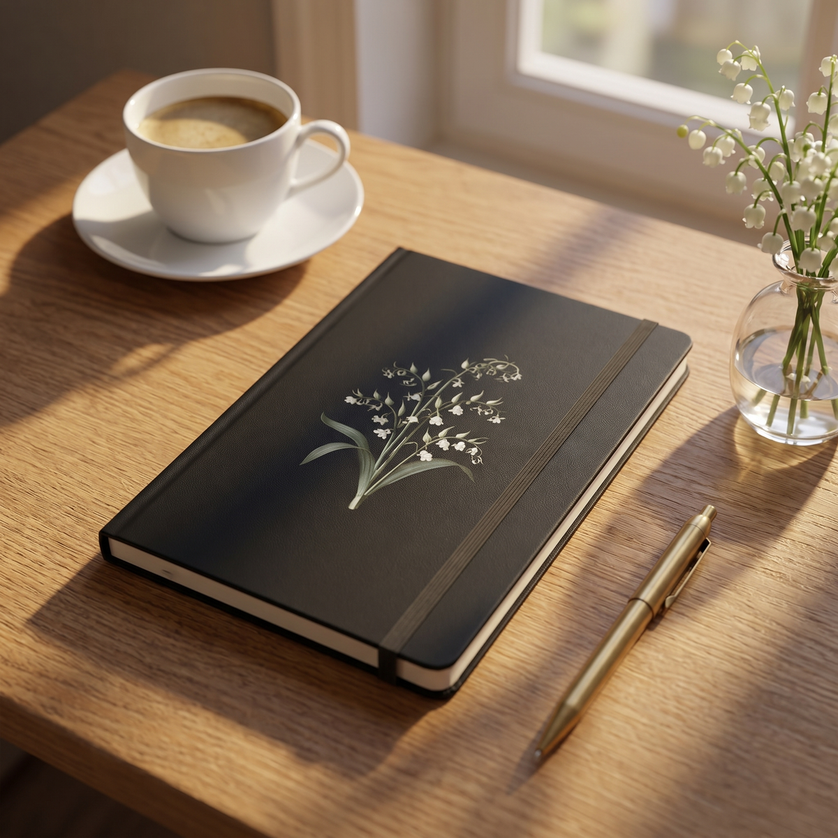 May Birth Month Flower Lily of the Valley notebook lifestyle photo