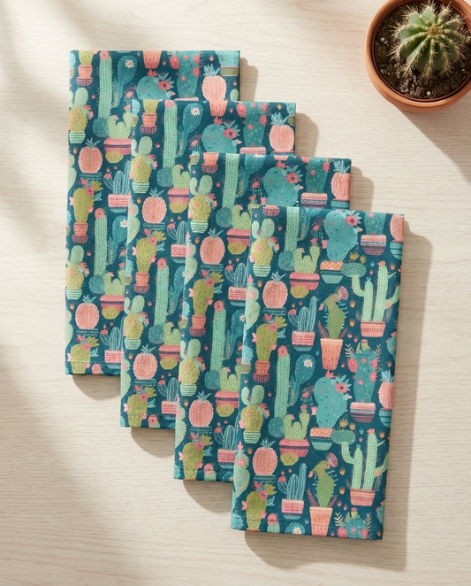 Cactus Cacophony dinner napkins, set of four, elongated fold