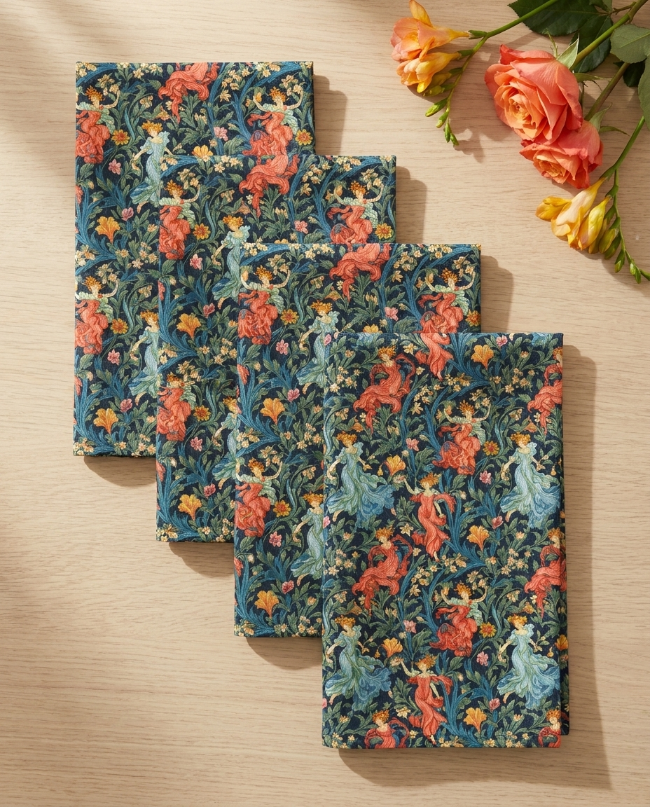 Dance of the Goddesses dinner napkins, set of four, elongated fold