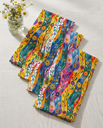Floral Rhythms dinner napkins, set of four, elongated fold